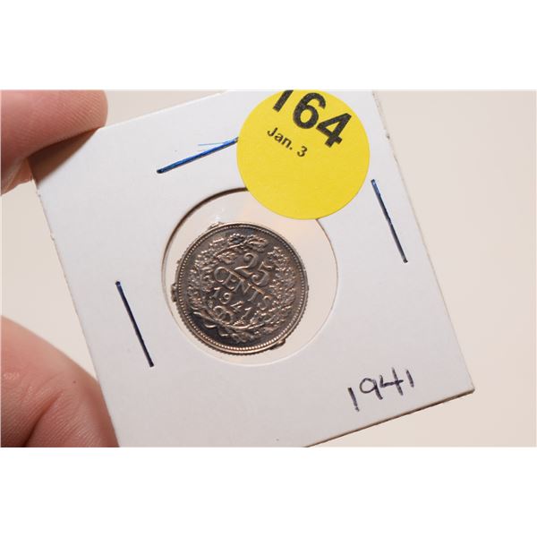 1941 25 Cent Silver Dutch Coin
