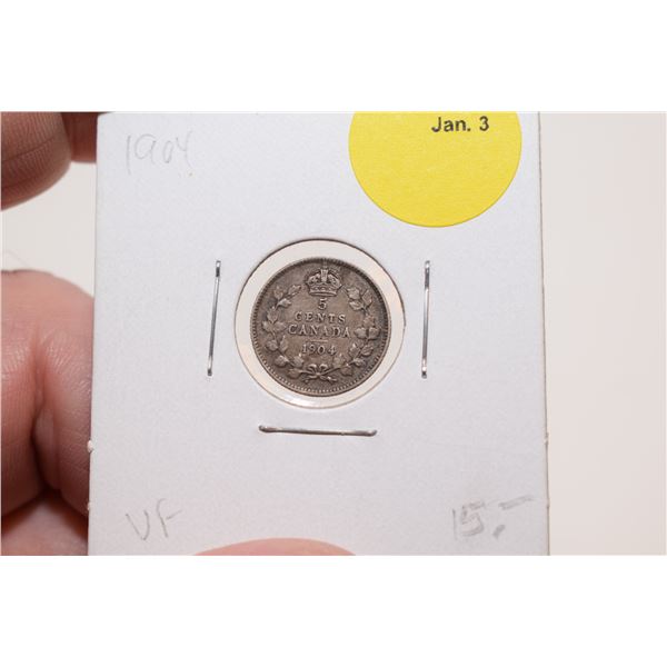 1904 Canadian Silver 5 cent Coin
