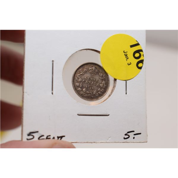 1918 Canadian Silver 5 cent Coin