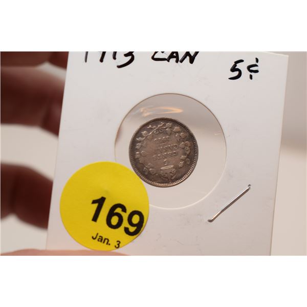 1913 Canadian Silver 5 cent Coin