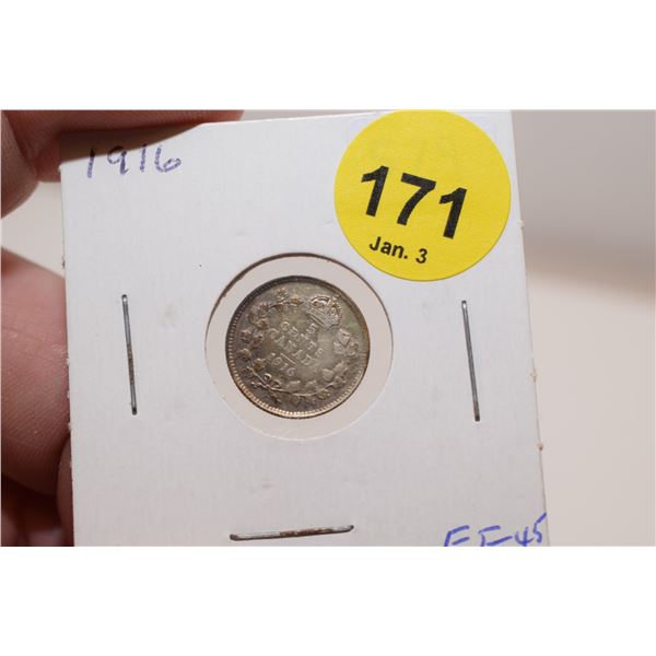 1916 Canadian Silver 5 cent Coin