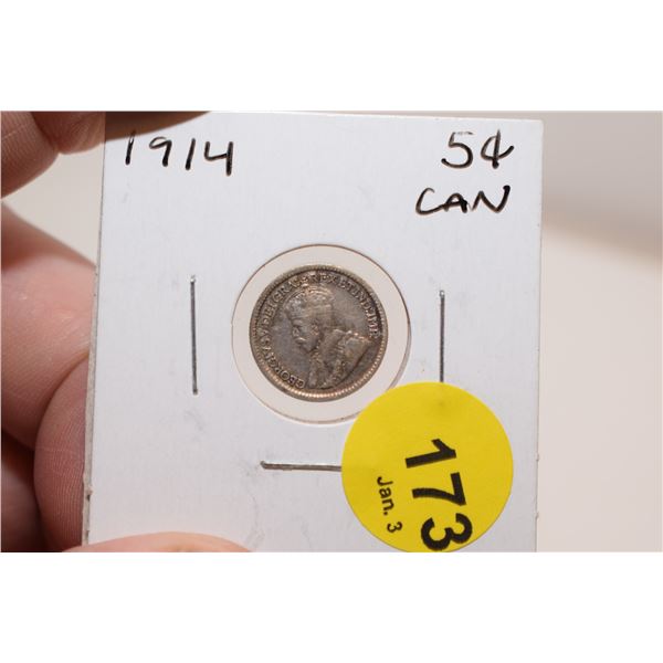 1914 Canadian Silver 5 cent Coin