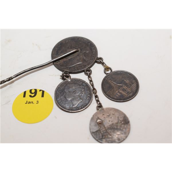 1895 Queen Victoria Silver Canadian Love Token Pin