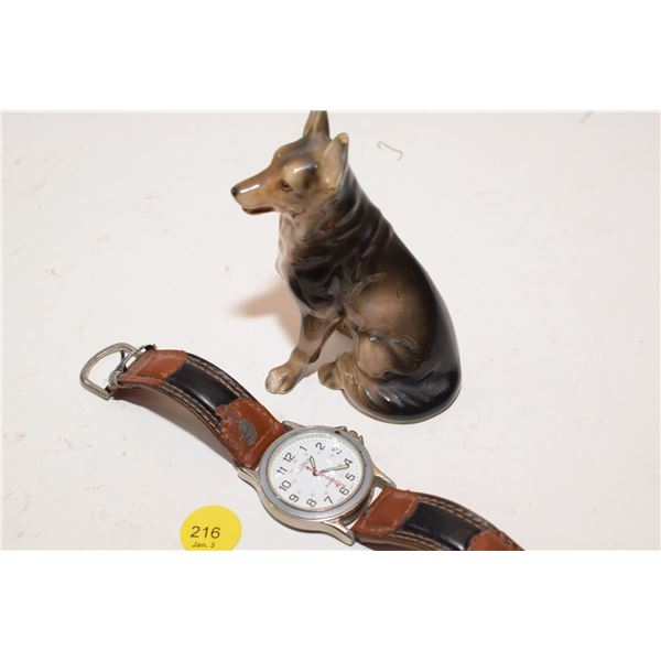 Field Ranger Watch, German Shepherd Figurine