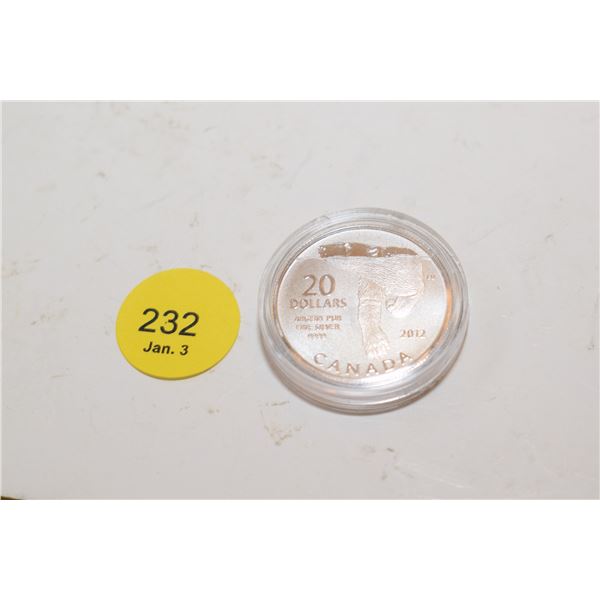2012 Canadian .9999 Fine Silver $20 Coin