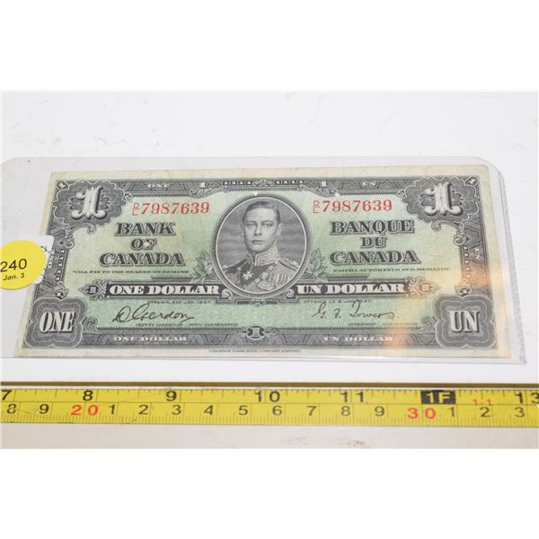 1937 Canadian One Dollar Bank Note
