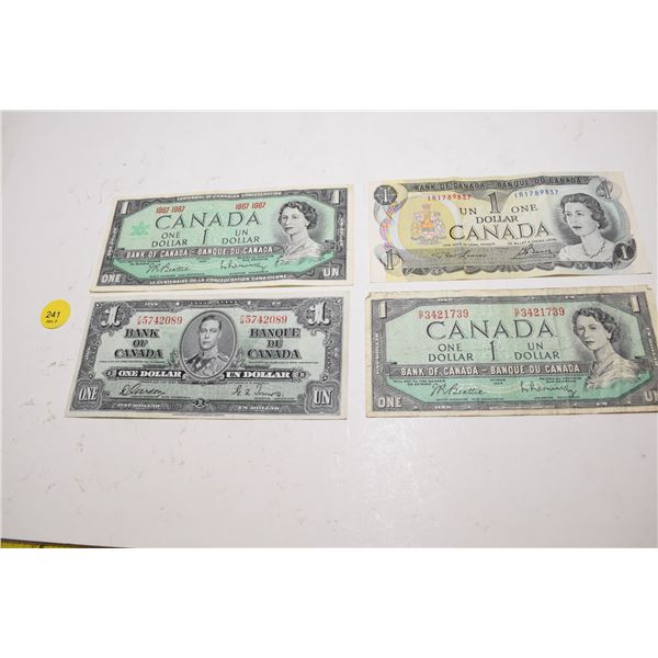 (4) Canadian One Dollar Bank Notes