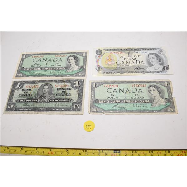 (4) Canadian One Dollar Bank Notes