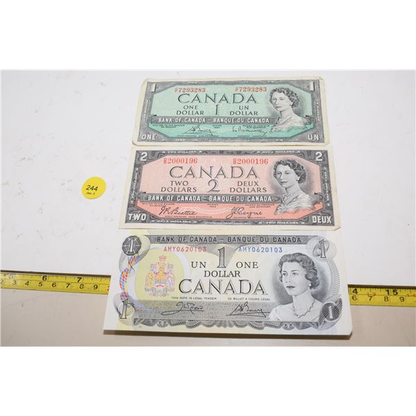 (3) Assorted Canadian Banknotes