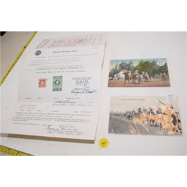 Indigenous People Postcards, Old Deed