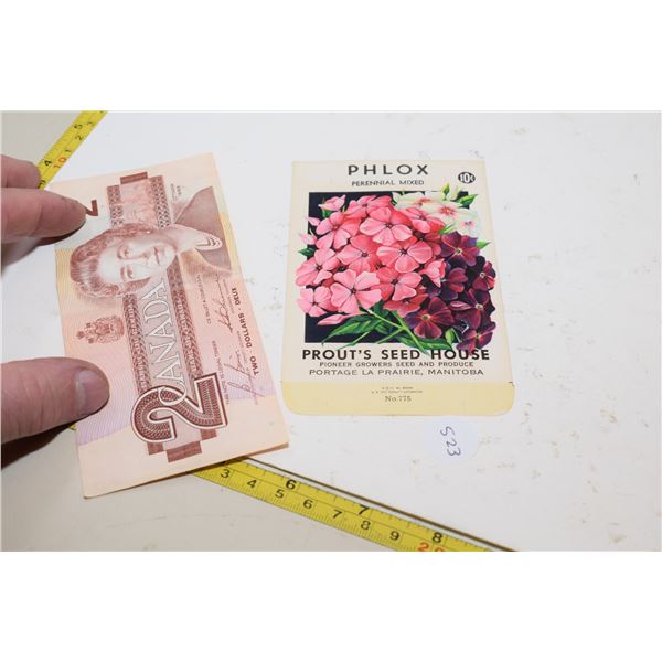 Old Seed Packet, $2 Bank Note