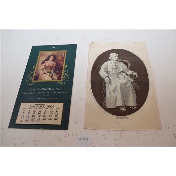 1906 Calander, Pope Leon Silk