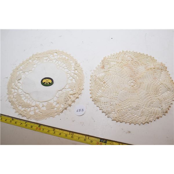 Sterling Curling Pin, Doilies