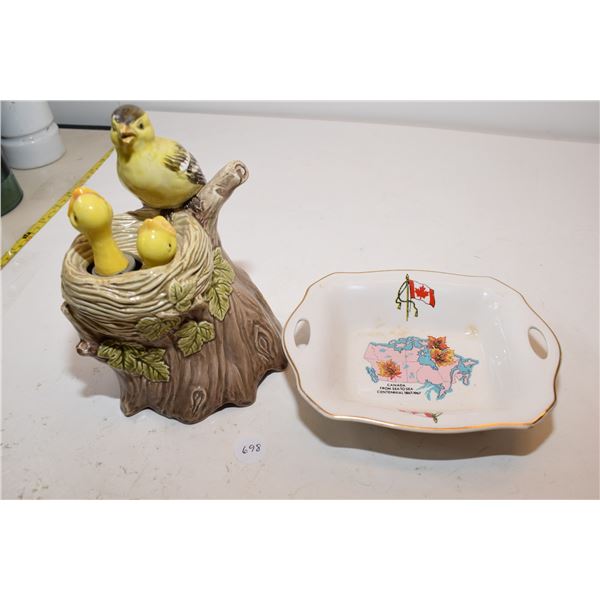 Musical Moving Bird Décor, 1967 Canada Dish