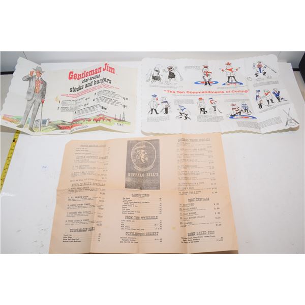 Buffalo Bills and Gentleman Jims Menus