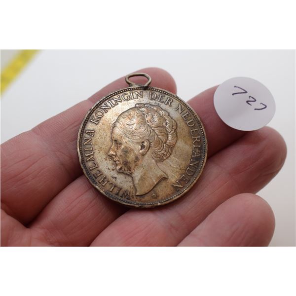 1929 Netherland 2 ½ Gulden Silver Coin
