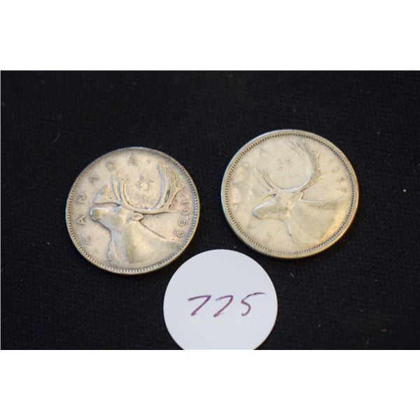 1952, 1957 Silver Canadian Quarters