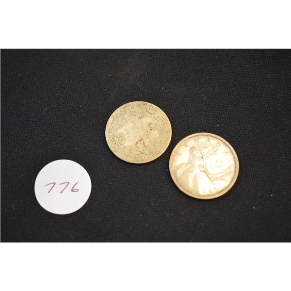 1912, 1955 Silver Canadian Quarters