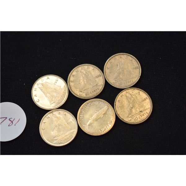 (6) Canadian Silver Dimes