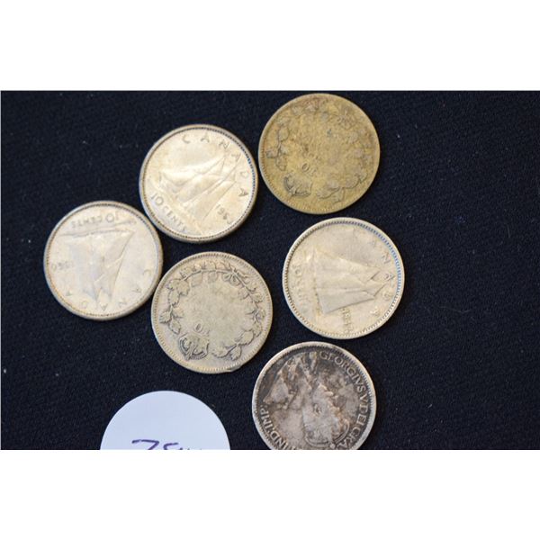 (6) Canadian Silver Dimes