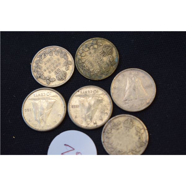 (6) Canadian Silver Dimes