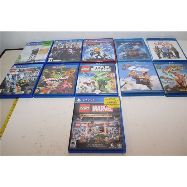(5) Nice PS4 Games, Blue Ray Movies