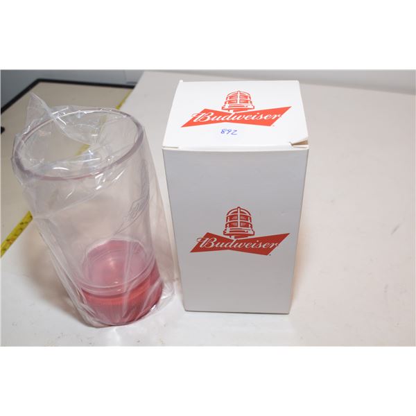 NOS Bud Beer Hockey Glass
