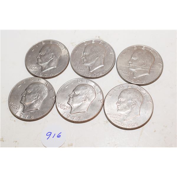 (6) US One Dollar Coins