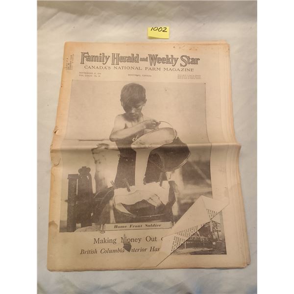Lot # 1002: 1943 WWII Family Herald Weekly Star - Home Front Soldier Making Money with Hogs BC Issue