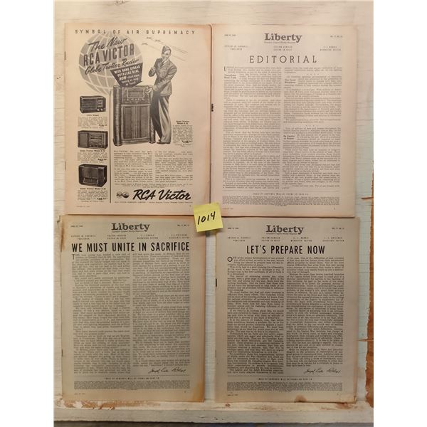 Lot # 1014: 1942 Liberty Magazine WWII Issues - Lindbergh & War Prep Editorials - Four rare coverles