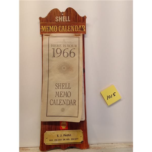 Lot # 1015: Vintage 1966 Shell Memo Calendar - E.J. Pauli Advertising Plaque - Authentic 1966 Shell 