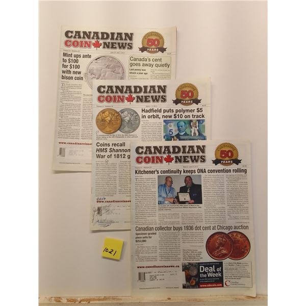 Lot # 1021: 3 Vintage Canadian Coin News Magazines - 50th Anniversary Issues - Three collectibles 50
