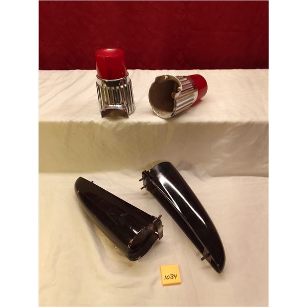 Lot # 1034: Vintage 1960s Plymouth Fury Rocket-Style Taillights: Pair of Chrome Pod Assemblies with 