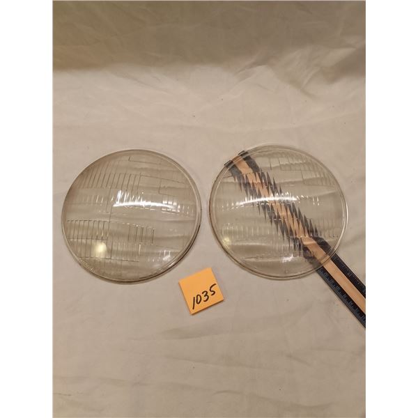 Lot # 1035: This is a vintage headlight lens manufactured by The Corcoran-Brown Lamp Company (based 