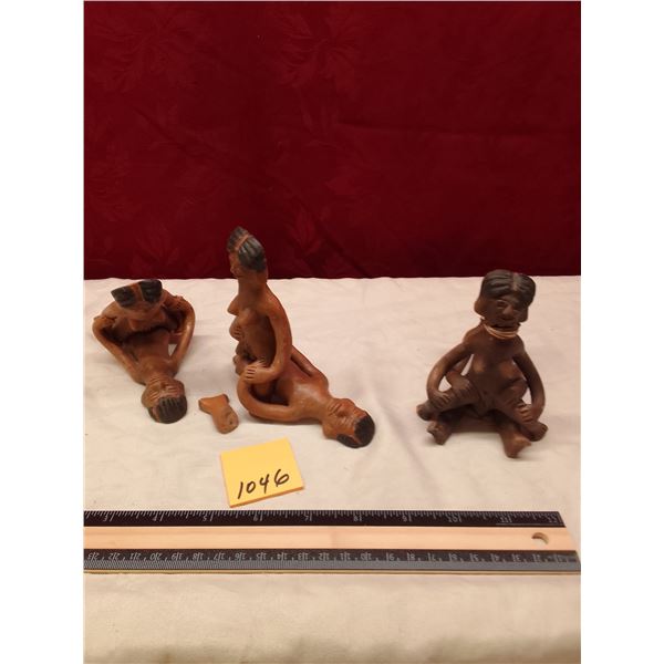 Lot # 1046: Ancient Erotic Clay Figurines: Trio of Pre-Columbian Style Terracotta Statues Depicting 