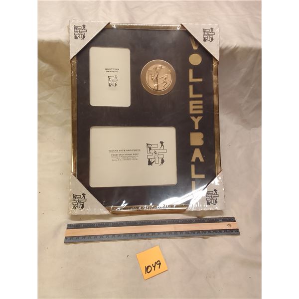 Lot # 1049: Vintage Volleyball Shadow Box Photo Frame with Bronze Medallion by Paget Industries West