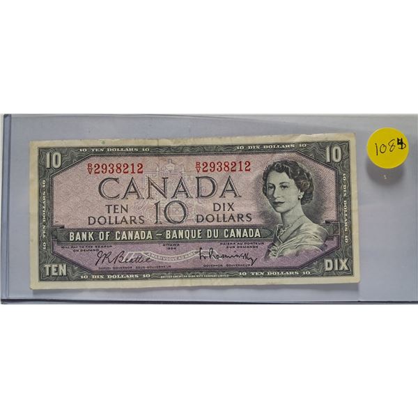 Canadian 10 dollar bill 1954