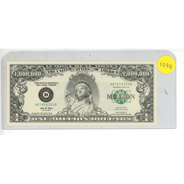 1997 USA One Million Dollar Note