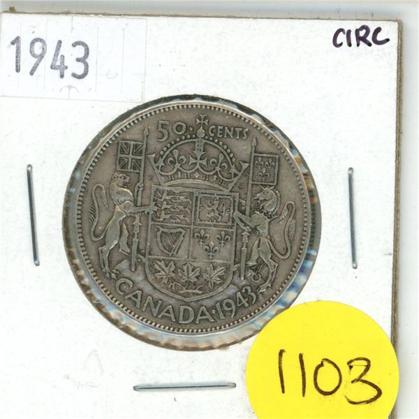 1943 Canada Silver 50 cent Coin