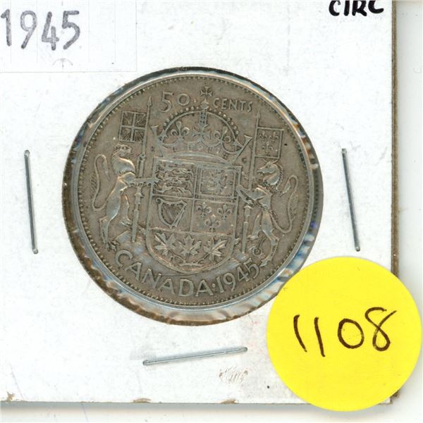 1945 Canada Silver 50 cent Coin
