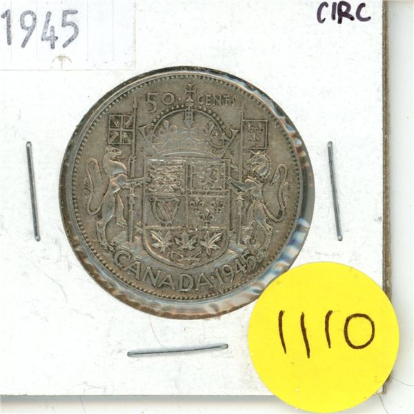 1945 Canada Silver 50 cent Coin