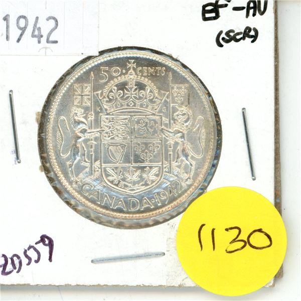 1942 Canada Silver 50 cent Coin