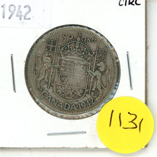1942 Canada Silver 50 cent Coin