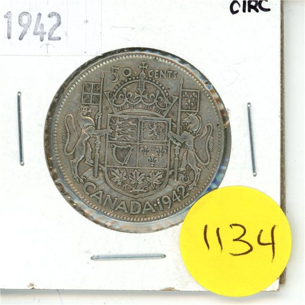 1942 Canada Silver 50 cent Coin