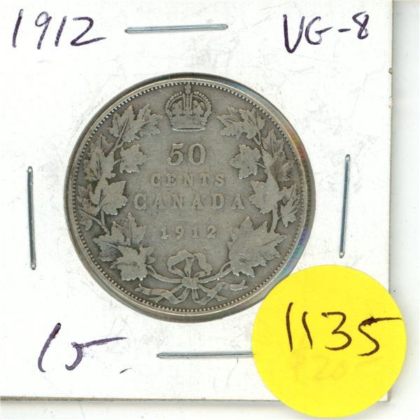 1912 Canada Silver 50 cent Coin
