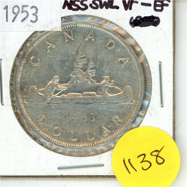 1953 Canada Silver One Dollar Coin