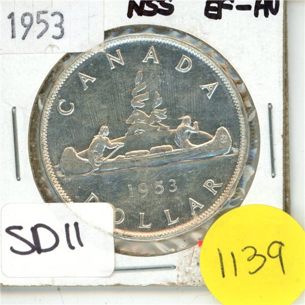 1953 Canada Silver One Dollar Coin