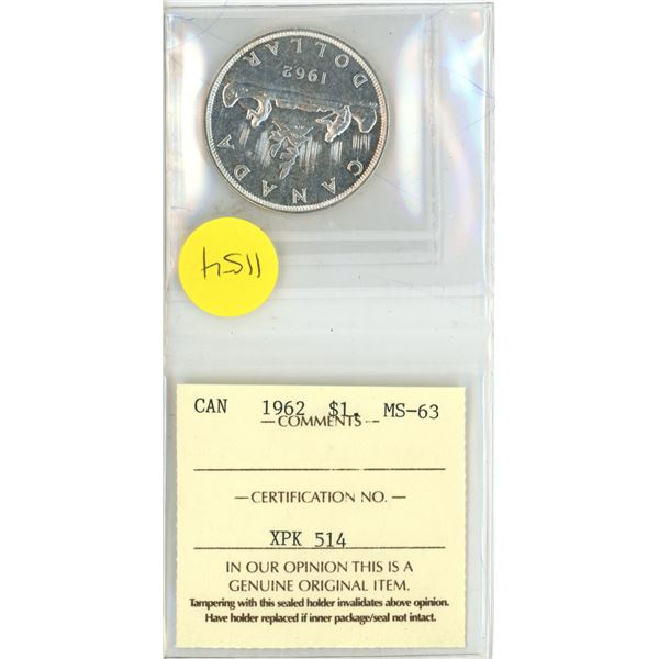 1962 Canada Silver One Dollar Coin MS-63