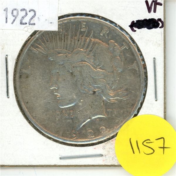 1922 US Silver Peace Dollar