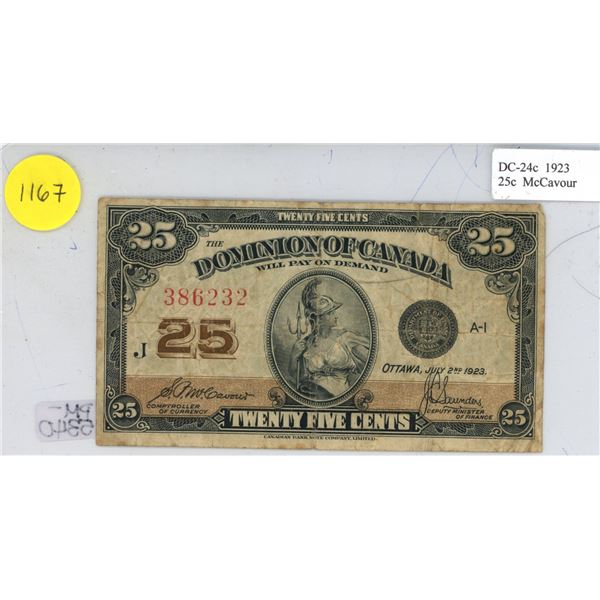 1923 Dominion of Canada 25 Cents Shinplaster